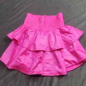 Pixie Lane Girls Neon Pink Tiered Ruffle Smocked Skort Size 8 KP5270 Made in USA